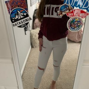 ripped white hollister jeans, size 00